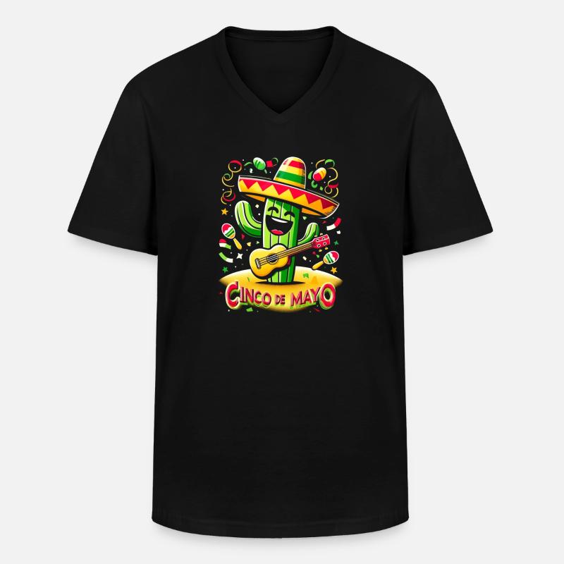 Cinco de Mayo Kaktus - Männer-T-Shirt mit V-Ausschnitt - Schwarz
