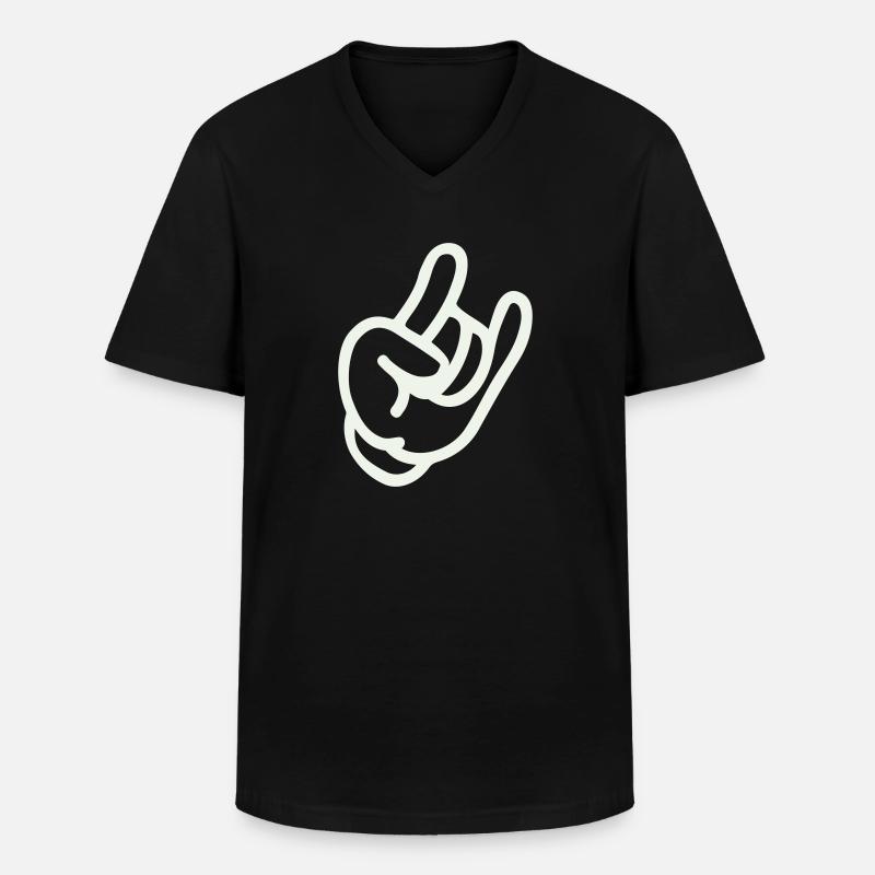 rock hand - Männer-T-Shirt mit V-Ausschnitt - Schwarz
