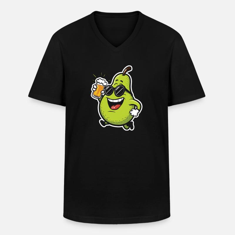 Birne Bier - Männer-T-Shirt mit V-Ausschnitt - Schwarz