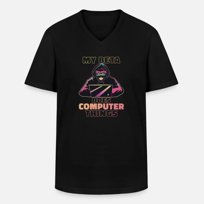 Mein Beta macht Computerdinge Programmierer - Männer-T-Shirt mit V-Ausschnitt - Schwarz