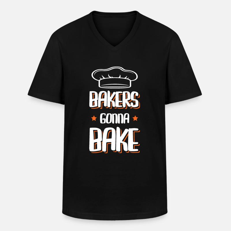 backen bäcker - Männer-T-Shirt mit V-Ausschnitt - Schwarz