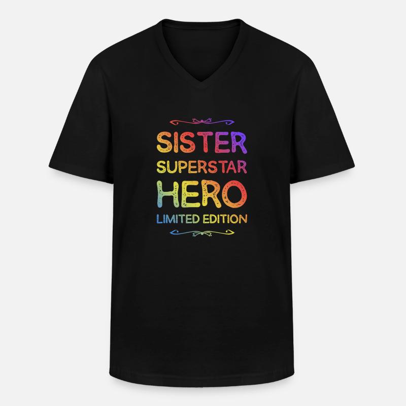 Beste Schwester Heldin Spruch - Männer-T-Shirt mit V-Ausschnitt - Schwarz