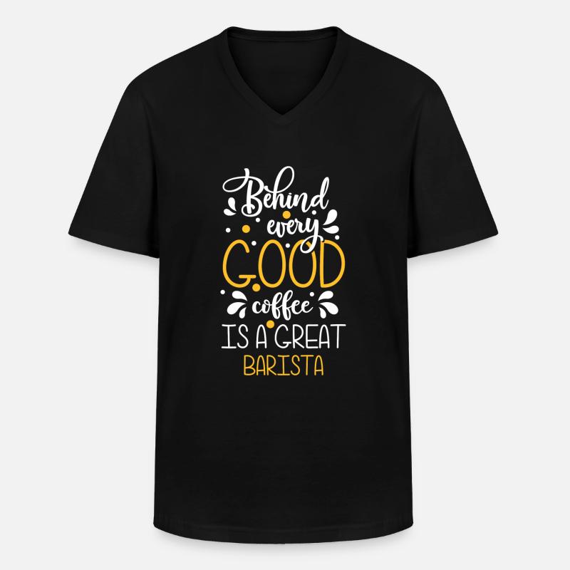 Espresso Milch Latte Macchiato - Männer-T-Shirt mit V-Ausschnitt - Schwarz