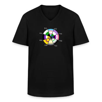 100% OKAY : Fierté et identité de genre - T-shirt col V Homme - noir - Devant - AI Model Male 178 dark (178cm)