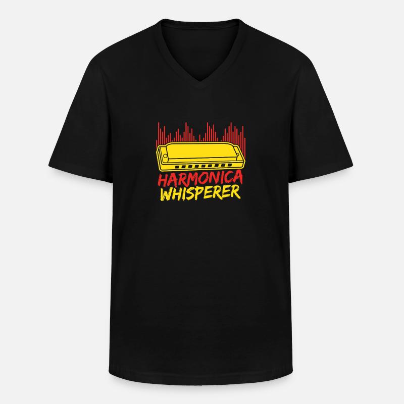 Funny Harmonica Player Whisperer Harmonica - Männer-T-Shirt mit V-Ausschnitt - Schwarz