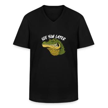Sehe Dich später mit Alligatorportrait - Männer-T-Shirt mit V-Ausschnitt - Schwarz - Vorne - AI Model Male 178 dark (178cm)