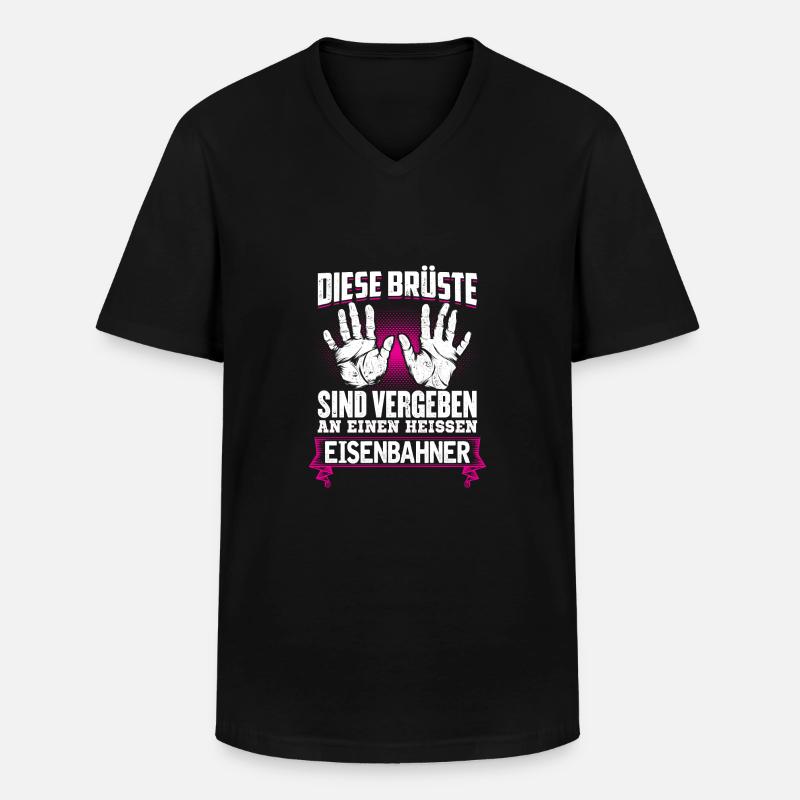 EISENBAHNER - Brüste - Männer-T-Shirt mit V-Ausschnitt - Schwarz