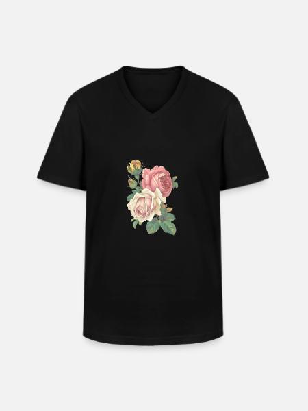 Rose - Männer-T-Shirt mit V-Ausschnitt - Schwarz