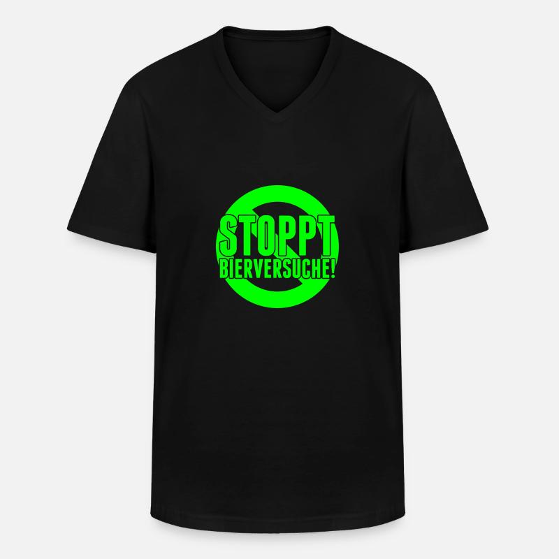 stoppt bierversuche - Männer-T-Shirt mit V-Ausschnitt - Schwarz