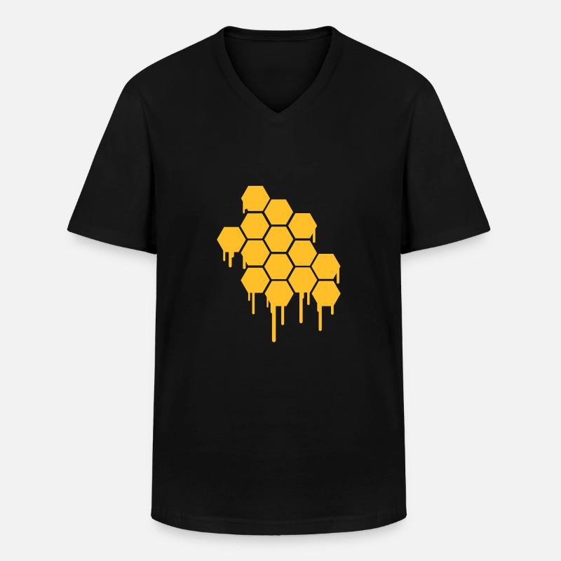 Honeycombs Pattern - Männer-T-Shirt mit V-Ausschnitt - Schwarz