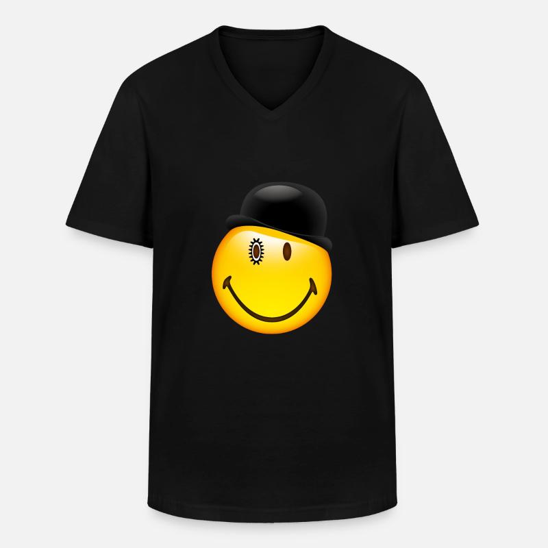 Smiley Glossy Bowler Hat - Männer-T-Shirt mit V-Ausschnitt - Schwarz