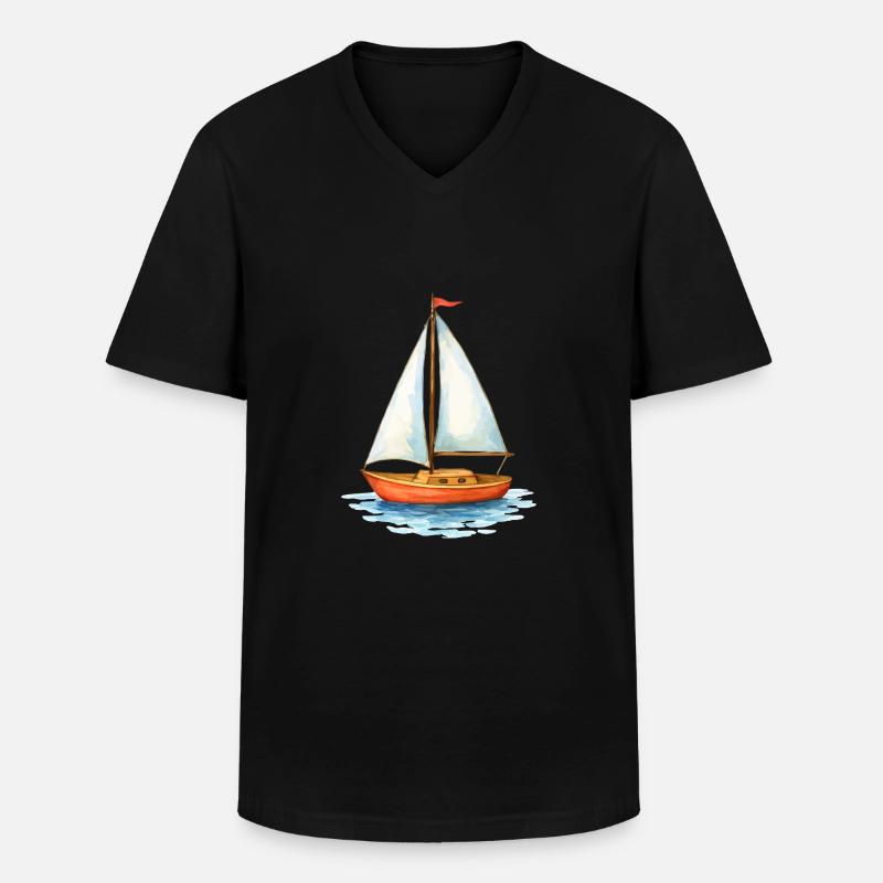 segelboot boot - Männer-T-Shirt mit V-Ausschnitt - Schwarz