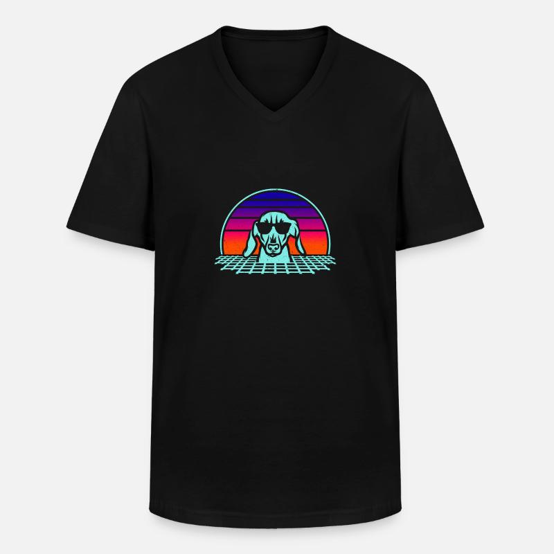 dackel - Männer-T-Shirt mit V-Ausschnitt - Schwarz