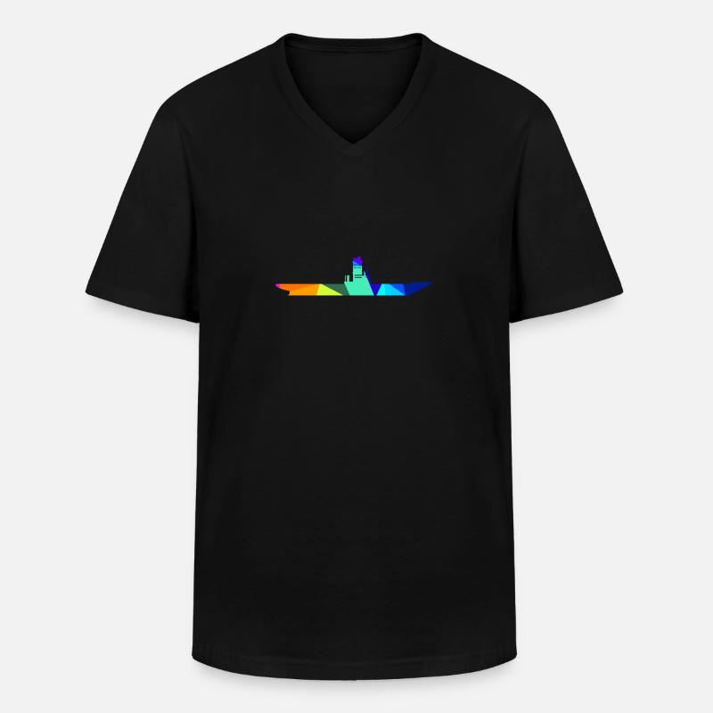 Flugzeugträger Regenbogen Polygon Schiffe - Männer-T-Shirt mit V-Ausschnitt - Schwarz