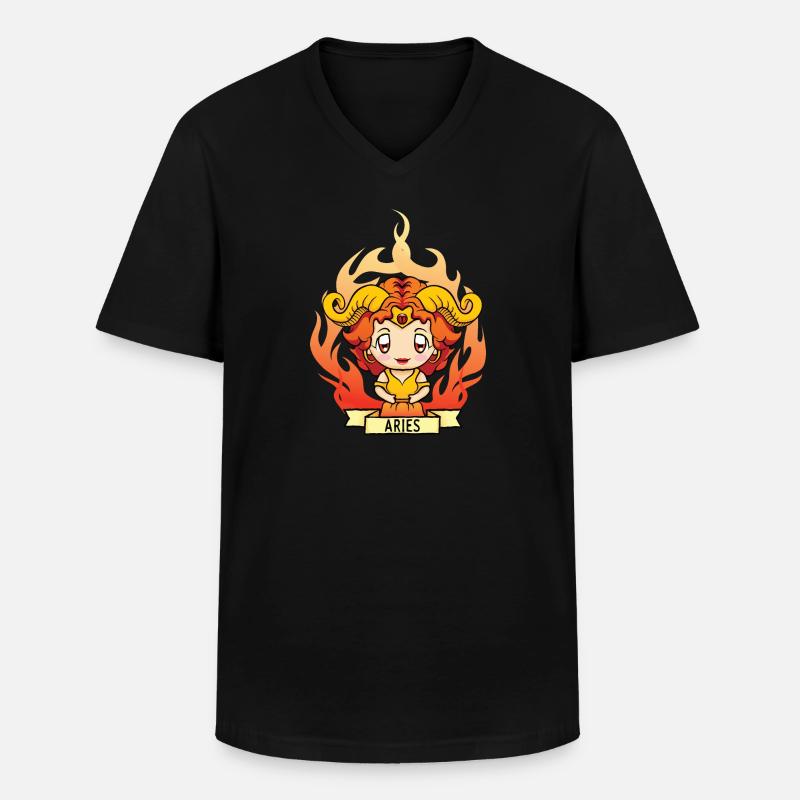 Sternzeichen Mädchen: Widder, Widder - Männer-T-Shirt mit V-Ausschnitt - Schwarz