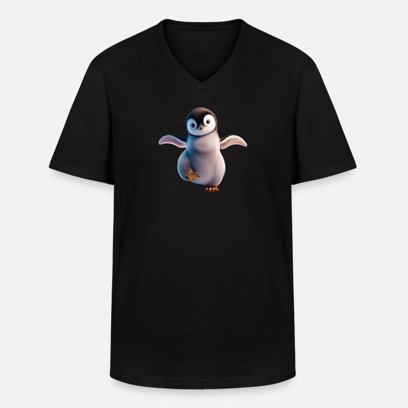A happily dancing penguin - Men's V-Neck T-Shirt - black