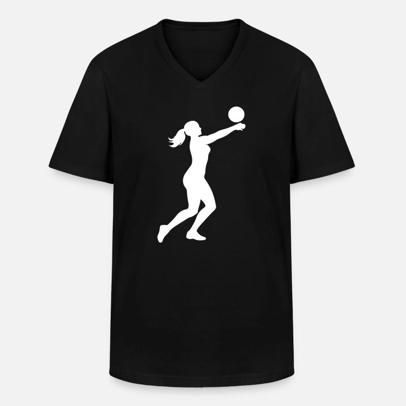 Volleyball Silhouette - Männer-T-Shirt mit V-Ausschnitt - Schwarz