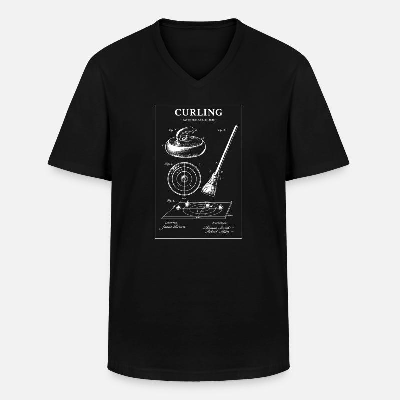 Curling Blueprint-Artwork - Männer-T-Shirt mit V-Ausschnitt - Schwarz