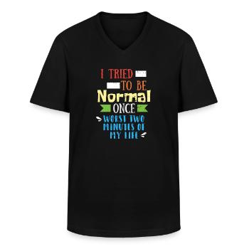 Sjovt citat - Klassisk herre T-shirt med V-udskæring - sort - Foran - AI Model Male 178 dark (178cm)