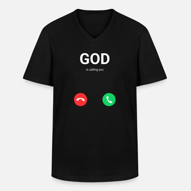 Gott ruft - Männer-T-Shirt mit V-Ausschnitt - Schwarz