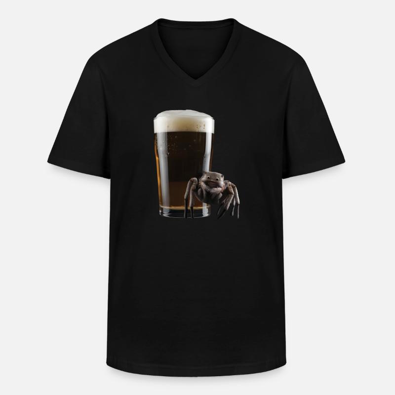 Spinne Bier - Männer-T-Shirt mit V-Ausschnitt - Schwarz
