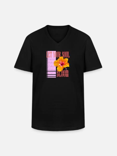 Fleur d’hibiscus Fleur d’hibiscus - T-shirt col V Homme - noir