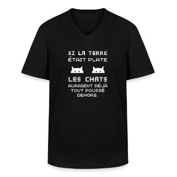 si la terre était plate - T-shirt col V Homme - noir - Devant - AI Model Male 178 dark (178cm)