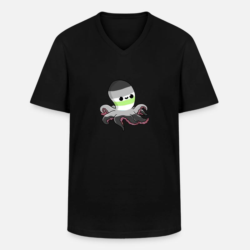 Agender Oktopus Agender Pride - Männer-T-Shirt mit V-Ausschnitt - Schwarz