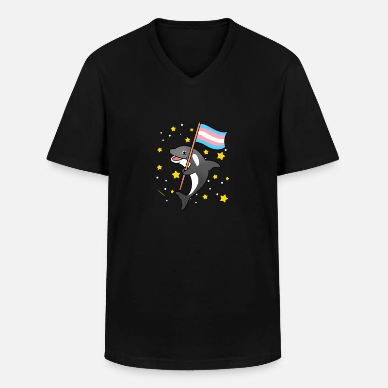 Trans Pride Orca - Männer-T-Shirt mit V-Ausschnitt - Schwarz