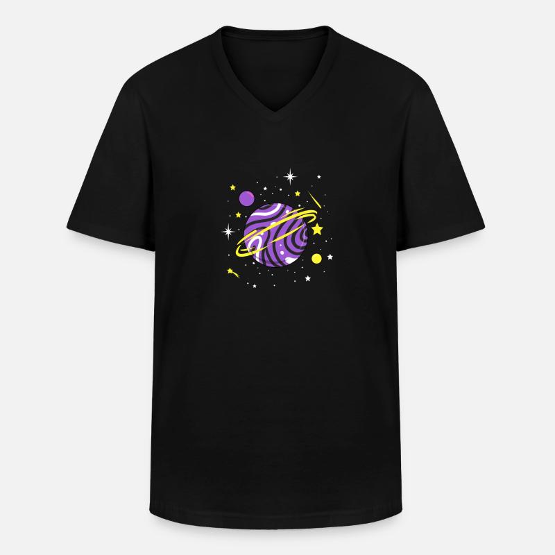 Nonbinary Space Planet Nonbinary Pride - Men's V-Neck T-Shirt - black
