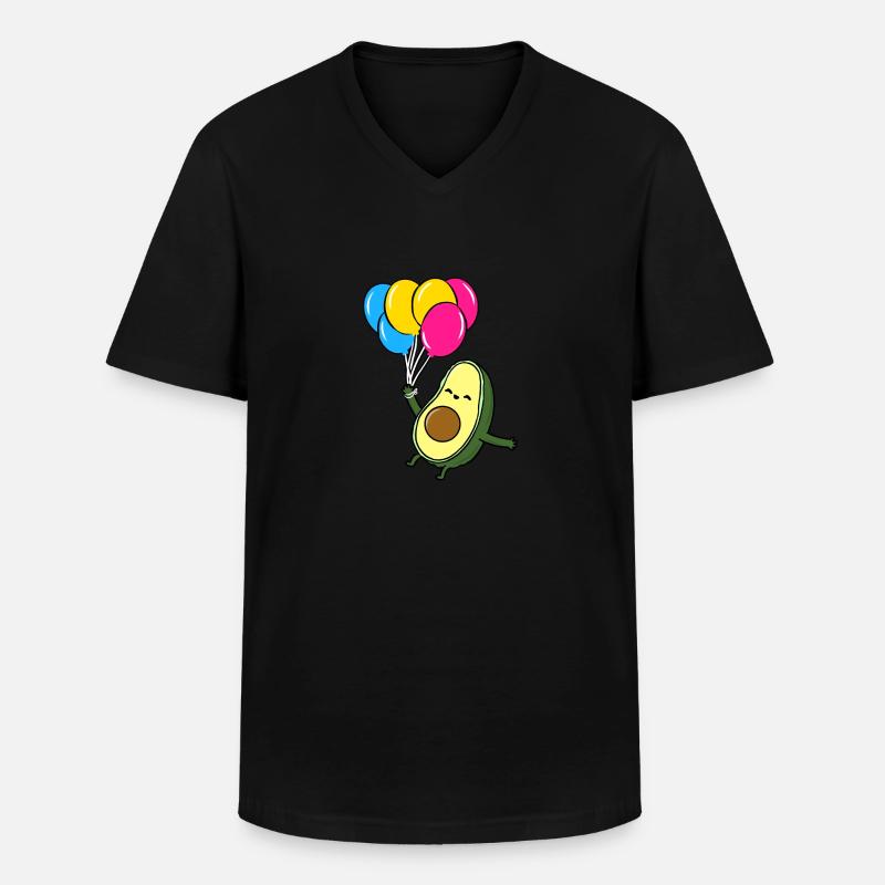 Avocado Ballon Pan Pride - Männer-T-Shirt mit V-Ausschnitt - Schwarz
