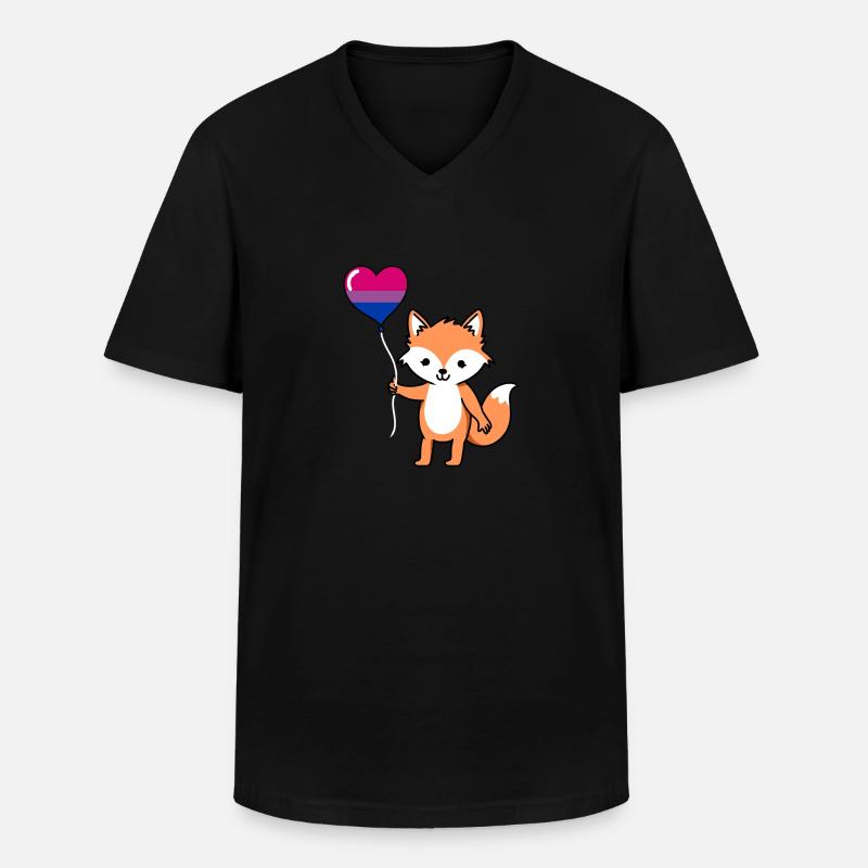 Fuchs Herzballon Bisexual Pride - Männer-T-Shirt mit V-Ausschnitt - Schwarz