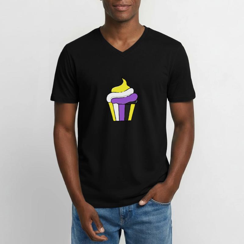 Nonbinary Cupcake Nonbinary Pride Men's V-Neck T-Shirt
