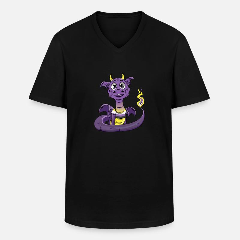 Nonbinary Pride Dragon Nonbinary - Men's V-Neck T-Shirt - black
