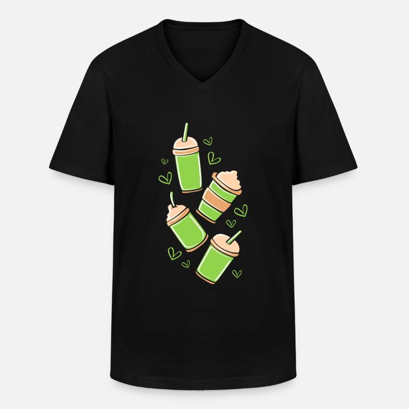 Matcha Tee - Männer-T-Shirt mit V-Ausschnitt - Schwarz