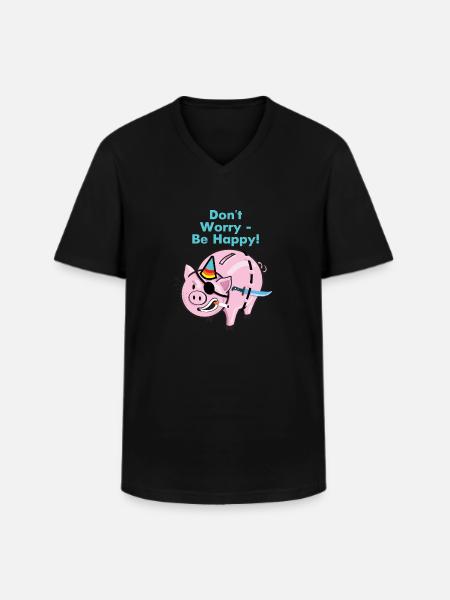 Pirate pig - Men's V-Neck T-Shirt - black