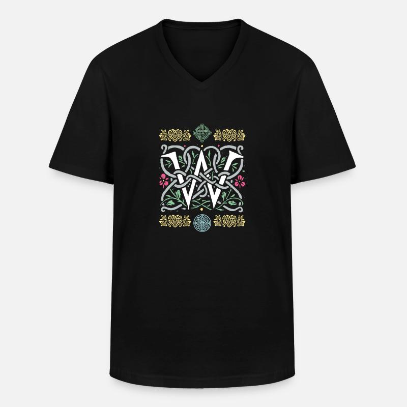 W - Männer-T-Shirt mit V-Ausschnitt - Schwarz