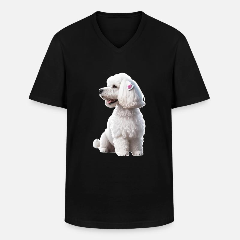 Pudel - Männer-T-Shirt mit V-Ausschnitt - Schwarz