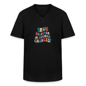 True Believer In Second Chances! Neuanfang - Männer-T-Shirt mit V-Ausschnitt - Schwarz - Vorne - AI Model Male 178 dark (178cm)