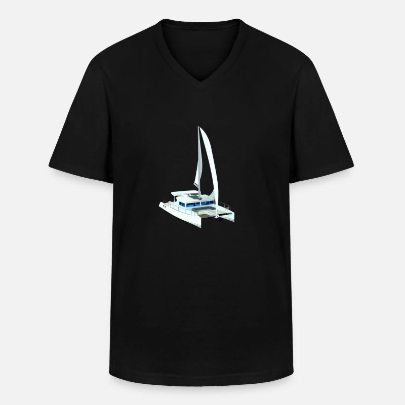 Katamaran 3D - Männer-T-Shirt mit V-Ausschnitt - Schwarz