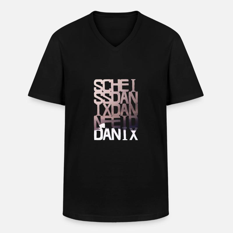 scheiss da nix dann feid - Männer-T-Shirt mit V-Ausschnitt - Schwarz