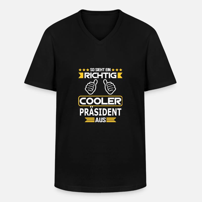 PRÄSIDENT - Männer-T-Shirt mit V-Ausschnitt - Schwarz