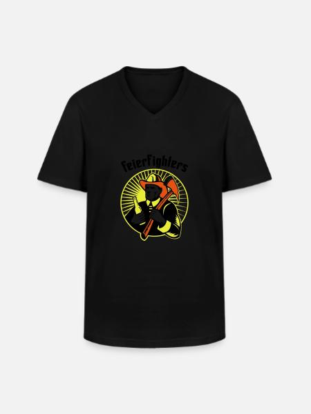 feierfighters - Männer-T-Shirt mit V-Ausschnitt - Schwarz