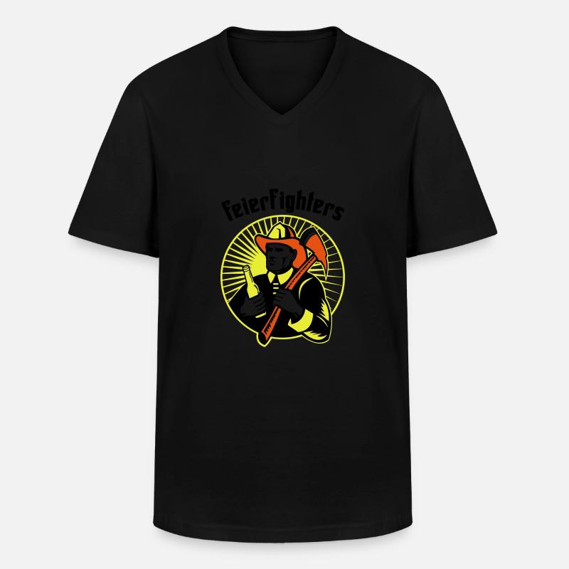 feierfighters - Männer-T-Shirt mit V-Ausschnitt - Schwarz