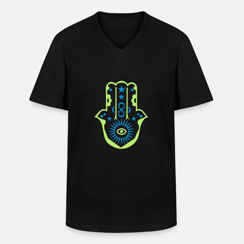 Hand der Fatima - Männer-T-Shirt mit V-Ausschnitt - Schwarz