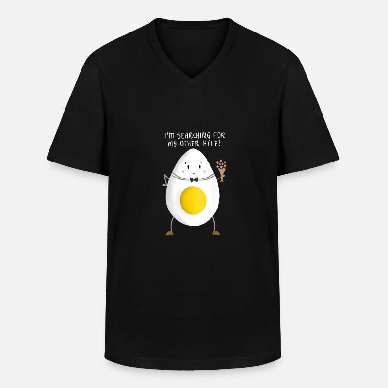 Romantisches gekochtes Ei - Männer-T-Shirt mit V-Ausschnitt - Schwarz