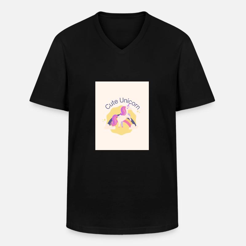 Süßes Einhorn - Männer-T-Shirt mit V-Ausschnitt - Schwarz