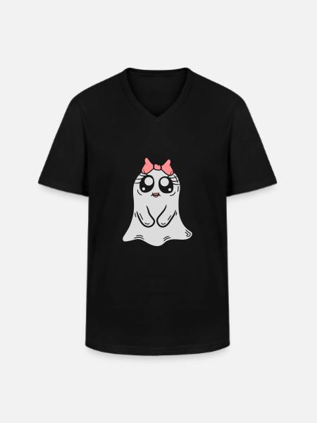 Comic Little Ghost Girl - Men's V-Neck T-Shirt - black