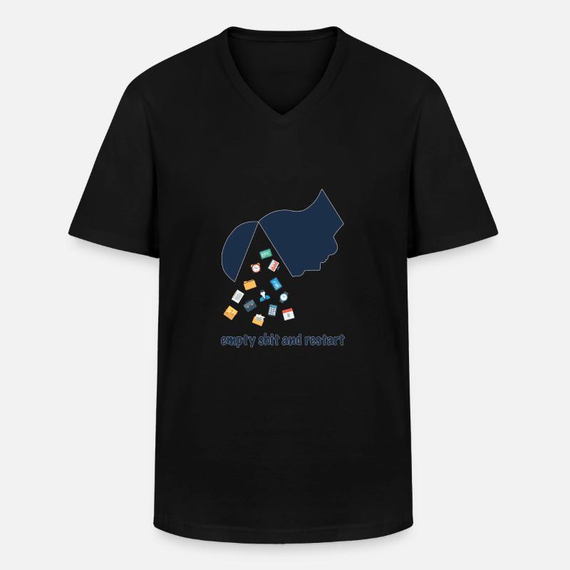 empty shit and restart - Männer-T-Shirt mit V-Ausschnitt - Schwarz