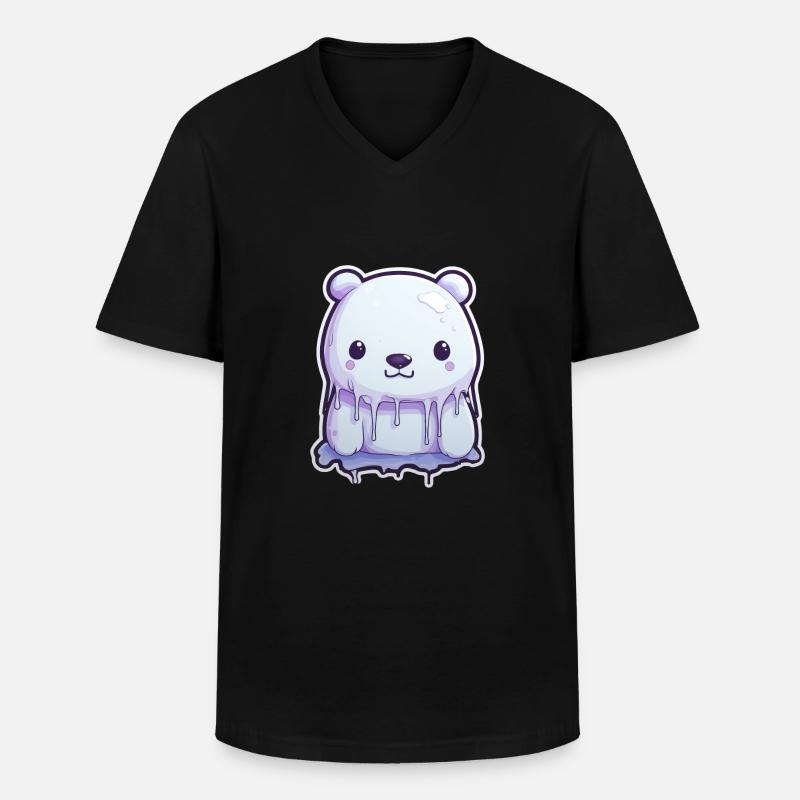 Süßer Eisbär Eis - Männer-T-Shirt mit V-Ausschnitt - Schwarz